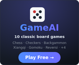 GameAI — play 10 classic board games free vs AI or friends